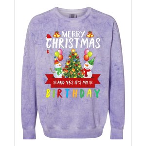 Merry Christmas And Yes ItS My Birthday Christmas Party Cute Gift Colorblast Crewneck Sweatshirt