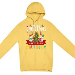 Merry Christmas And Yes ItS My Birthday Christmas Party Cute Gift Premium Pullover Hoodie