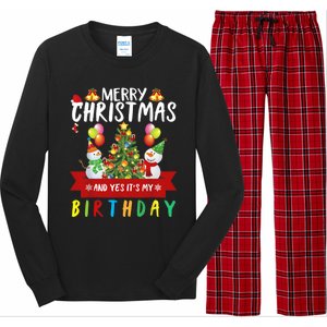 Merry Christmas And Yes ItS My Birthday Christmas Party Cute Gift Long Sleeve Pajama Set