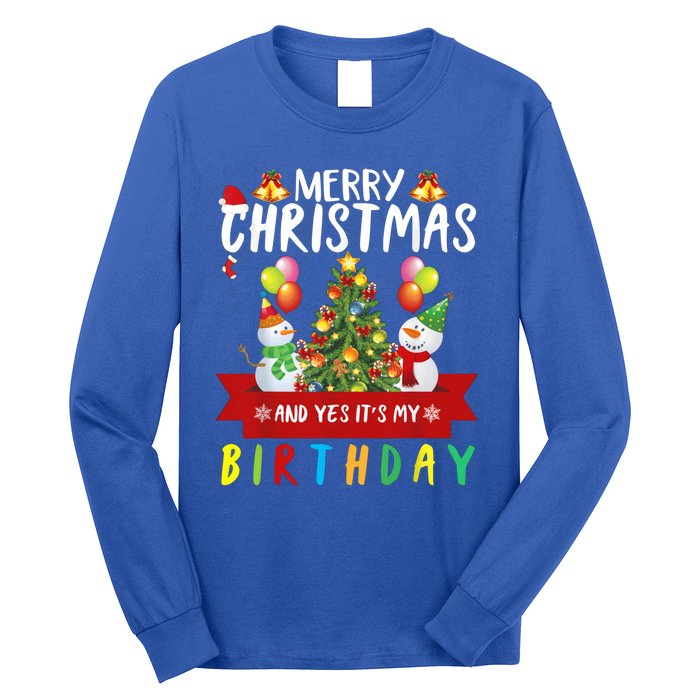 Merry Christmas And Yes ItS My Birthday Christmas Party Cute Gift Long Sleeve Shirt