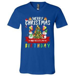 Merry Christmas And Yes ItS My Birthday Christmas Party Cute Gift V-Neck T-Shirt