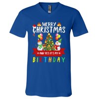 Merry Christmas And Yes ItS My Birthday Christmas Party Cute Gift V-Neck T-Shirt