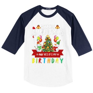 Merry Christmas And Yes ItS My Birthday Christmas Party Cute Gift Baseball Sleeve Shirt