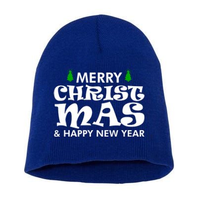 Merry Christmas And Happy New Year Short Acrylic Beanie