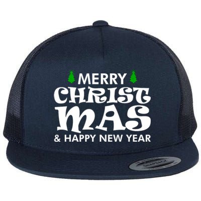 Merry Christmas And Happy New Year Flat Bill Trucker Hat