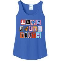 Magazine Cutout Alphabet Design: Love Faith Truth Gift Ladies Essential Tank