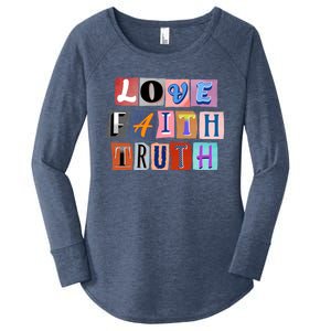 Magazine Cutout Alphabet Design: Love Faith Truth Gift Women's Perfect Tri Tunic Long Sleeve Shirt