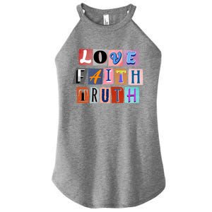 Magazine Cutout Alphabet Design: Love Faith Truth Gift Women's Perfect Tri Rocker Tank