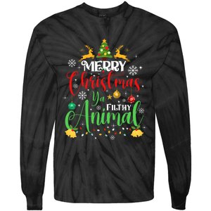 Merry Christmas Animal Filthy Ya Xmas Family Pajama Tie-Dye Long Sleeve Shirt