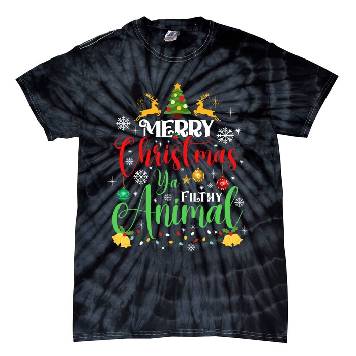 Merry Christmas Animal Filthy Ya Xmas Family Pajama Tie-Dye T-Shirt