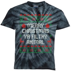 Merry Christmas Animal Filthy Ya Xmas Family Pajama Kids Tie-Dye T-Shirt