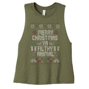 Merry Christmas Animal Funny Filthy Ya Women's Racerback Cropped Tank