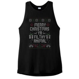 Merry Christmas Animal Filthy Ya Xmas Pajama Ladies PosiCharge Tri-Blend Wicking Tank