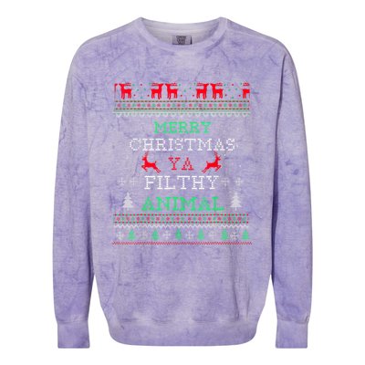 Merry Christmas Animal Filthy Ya Xmas Pajama Family Matching Colorblast Crewneck Sweatshirt