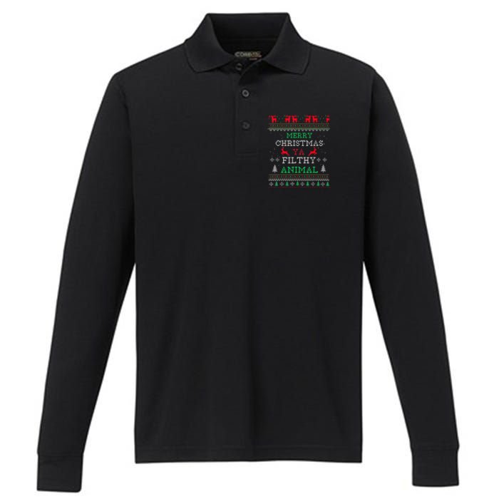 Merry Christmas Animal Filthy Ya Xmas Pajama Family Matching Performance Long Sleeve Polo