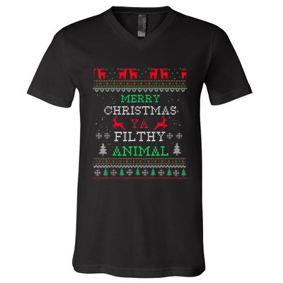 Merry Christmas Animal Filthy Ya Xmas Pajama Family Matching V-Neck T-Shirt