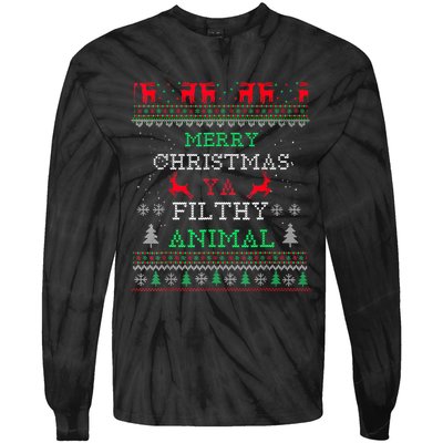 Merry Christmas Animal Filthy Ya Xmas Pajama Family Matching Tie-Dye Long Sleeve Shirt