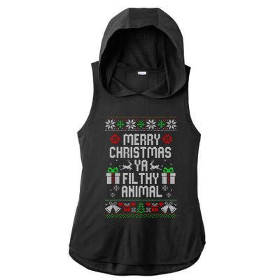 Merry Christmas Animal Filthy Ya Xmas Pajama Ladies PosiCharge Tri-Blend Wicking Draft Hoodie Tank