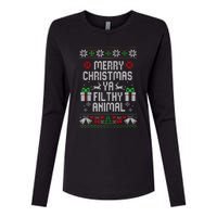 Merry Christmas Animal Filthy Ya Xmas Pajama Womens Cotton Relaxed Long Sleeve T-Shirt