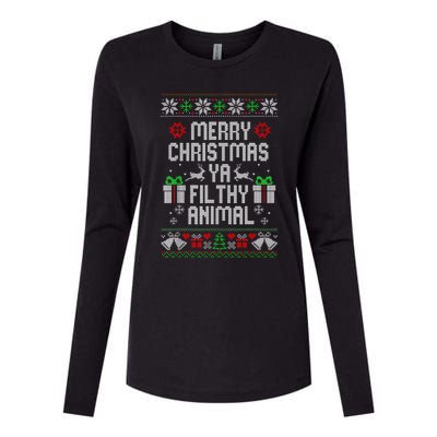 Merry Christmas Animal Filthy Ya Xmas Pajama Womens Cotton Relaxed Long Sleeve T-Shirt