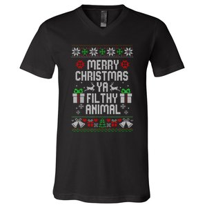 Merry Christmas Animal Filthy Ya Xmas Pajama V-Neck T-Shirt