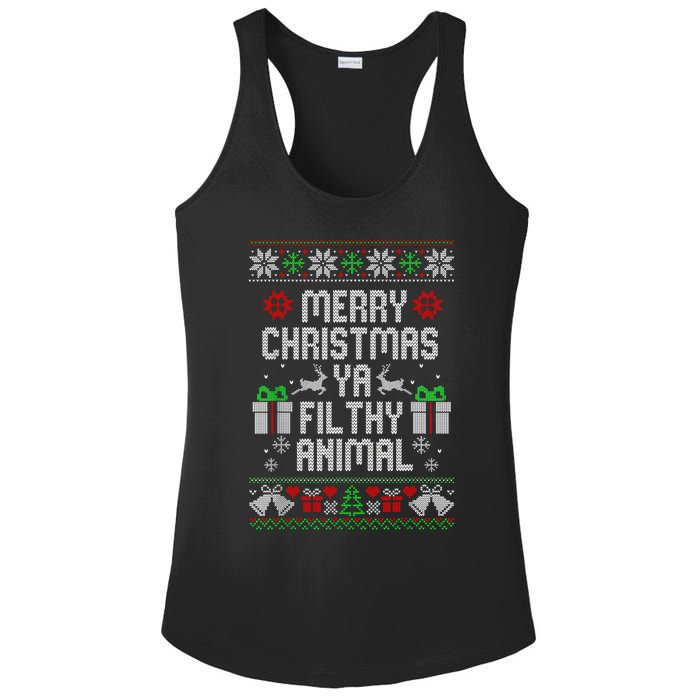 Merry Christmas Animal Filthy Ya Xmas Pajama Ladies PosiCharge Competitor Racerback Tank