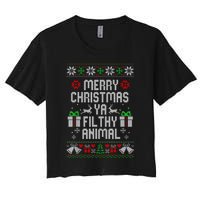 Merry Christmas Animal Filthy Ya Xmas Pajama Women's Crop Top Tee