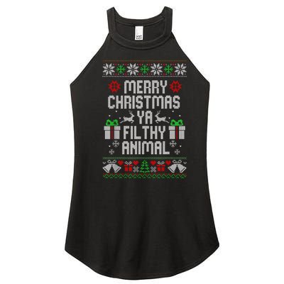 Merry Christmas Animal Filthy Ya Xmas Pajama Women's Perfect Tri Rocker Tank