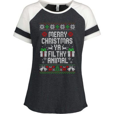 Merry Christmas Animal Filthy Ya Xmas Pajama Enza Ladies Jersey Colorblock Tee