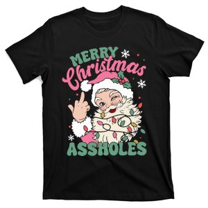 Merry Christmas Assholes Funny Santa Claus T-Shirt