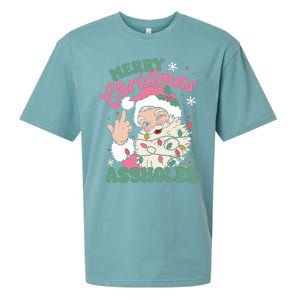 Merry Christmas Assholes Funny Santa Claus Sueded Cloud Jersey T-Shirt