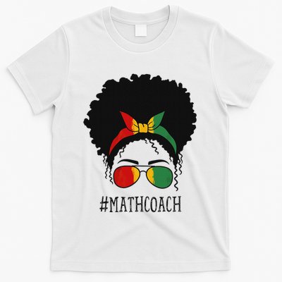 Math Coach African Women Messy Bun Black History Month T-Shirt