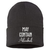 May Contain Alcohol Funny Party Sustainable Knit Beanie