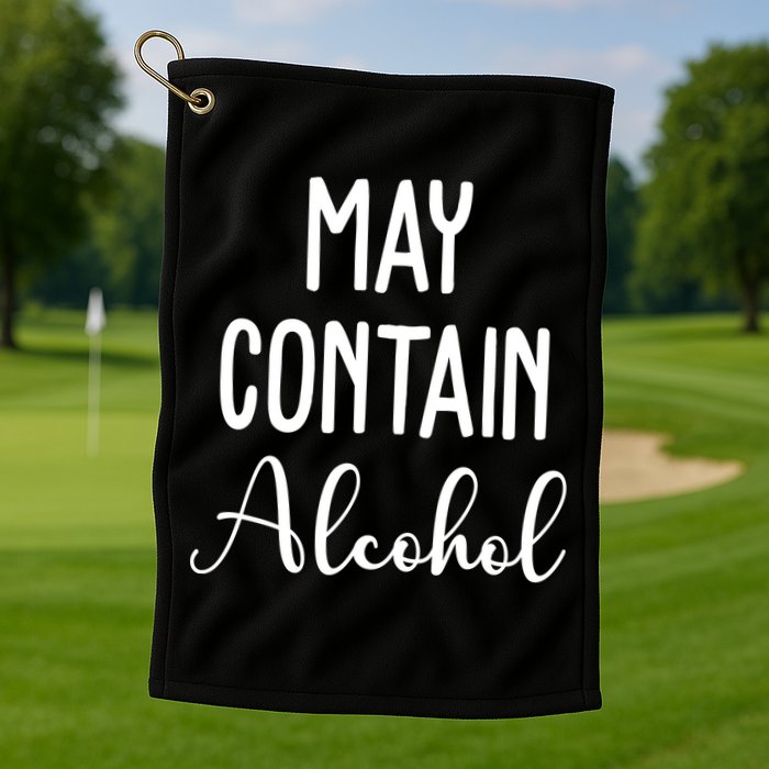 May Contain Alcohol Funny Party Golf Towel
