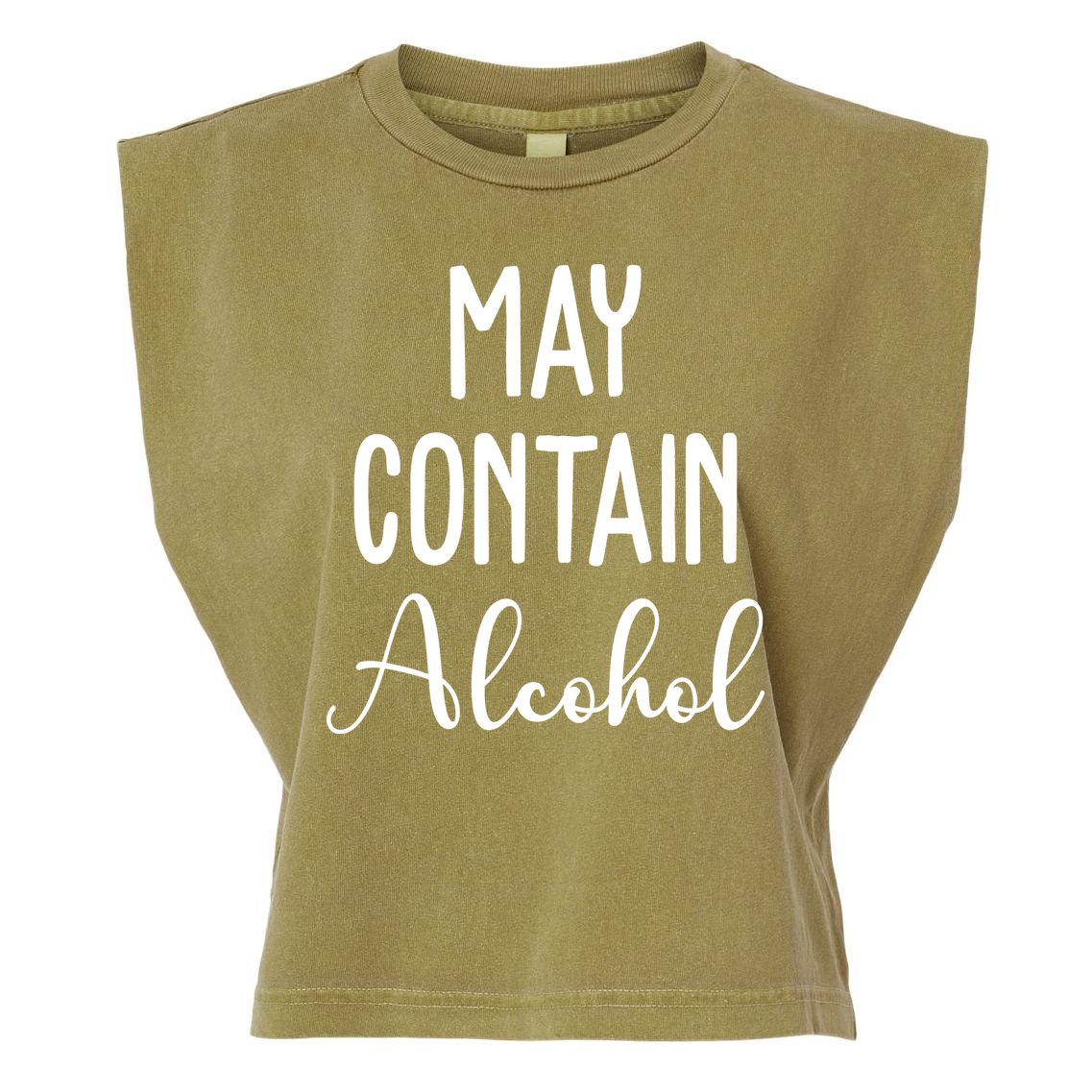 May Contain Alcohol Funny Party Garment-Dyed Women's Muscle Tee