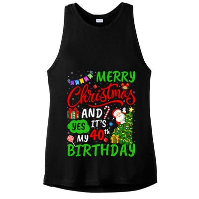 Merry Christmas And Yes ItS My 40th Birthday Christmas Ladies PosiCharge Tri-Blend Wicking Tank