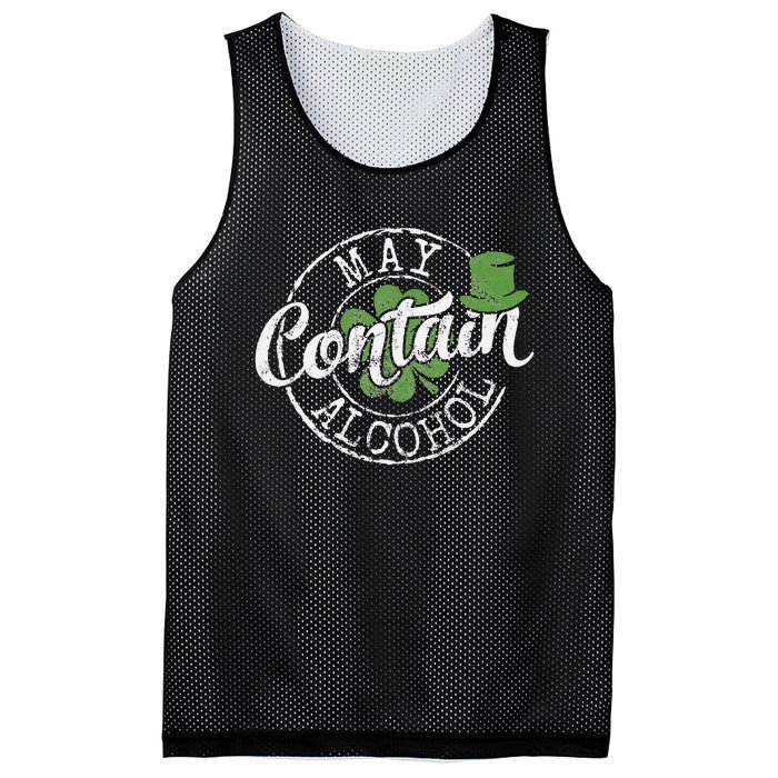 May Contain Alcohol Funny Saint Paddy's St Patrick's Day Mesh Reversible Basketball Jersey Tank