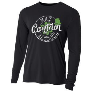 May Contain Alcohol Funny Saint Paddy's St Patrick's Day Cooling Performance Long Sleeve Crew