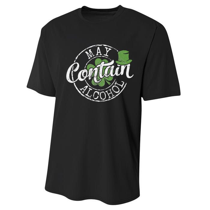 May Contain Alcohol Funny Saint Paddy's St Patrick's Day Performance Sprint T-Shirt