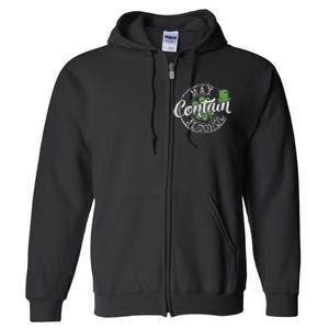 May Contain Alcohol Funny Saint Paddy's St Patrick's Day Full Zip Hoodie