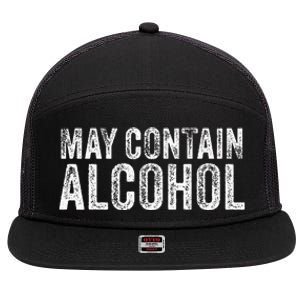 May Contain Alcohol Drinking Beer Tasting Funny 7 Panel Mesh Trucker Snapback Hat