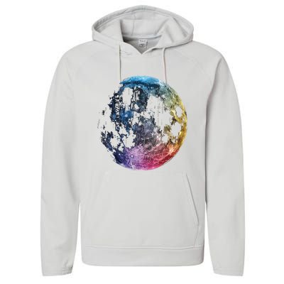 Moon Colored Art Graphic Artwork Motif Moon Performance Fleece Hoodie