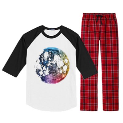 Moon Colored Art Graphic Artwork Motif Moon Raglan Sleeve Pajama Set