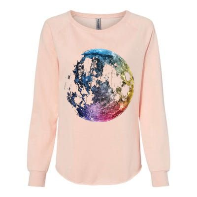 Moon Colored Art Graphic Artwork Motif Moon Womens California Wash Sweatshirt