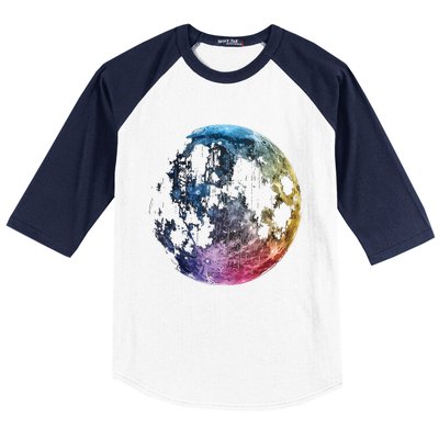 Moon Colored Art Graphic Artwork Motif Moon Baseball Sleeve Shirt