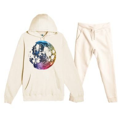 Moon Colored Art Graphic Artwork Motif Moon Premium Hooded Sweatsuit Set