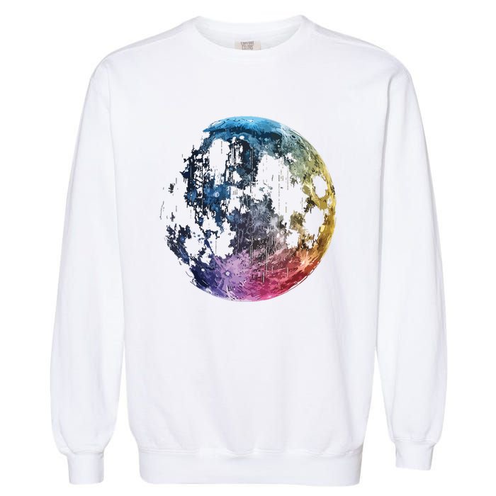 Moon Colored Art Graphic Artwork Motif Moon Garment-Dyed Sweatshirt