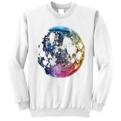 Moon Colored Art Graphic Artwork Motif Moon Sweatshirt