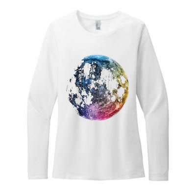 Moon Colored Art Graphic Artwork Motif Moon Womens CVC Long Sleeve Shirt