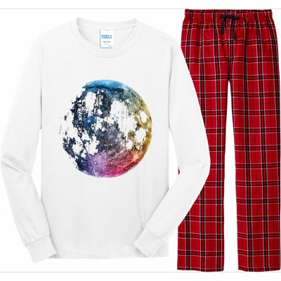 Moon Colored Art Graphic Artwork Motif Moon Long Sleeve Pajama Set